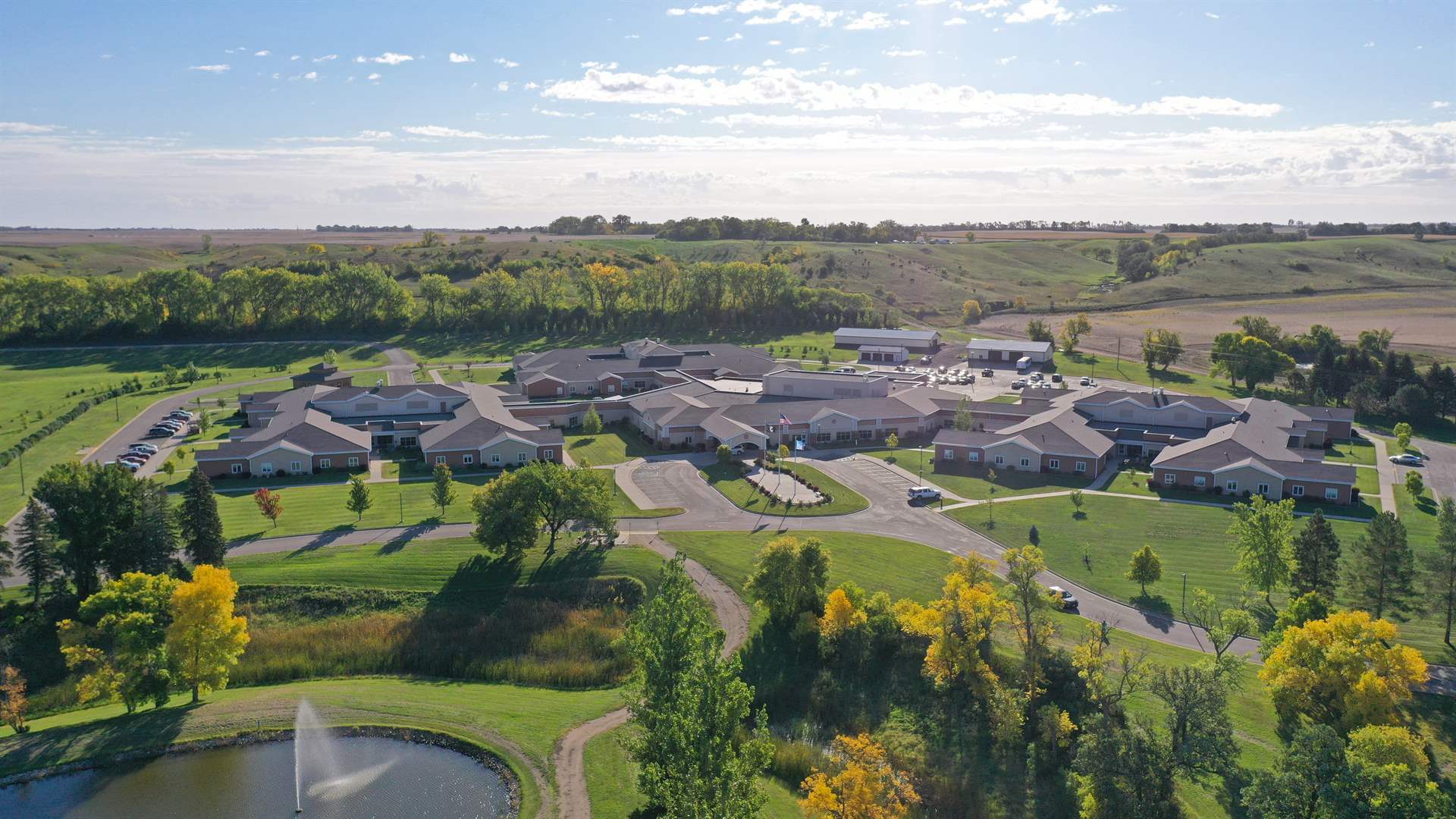 A drone picture taken of the North Dakota Veterans Home's campus.